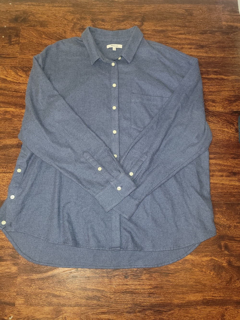 Madewell Heathered Light Blue Button-Up Shirt